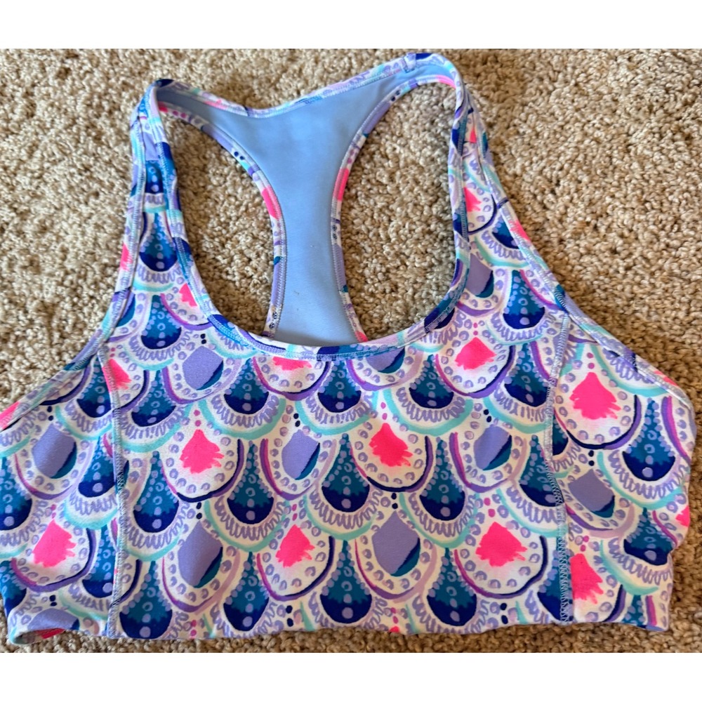 Lilly Pulitzer Luxletic Sports Bra Small Multicolored Scallop Racerback Active